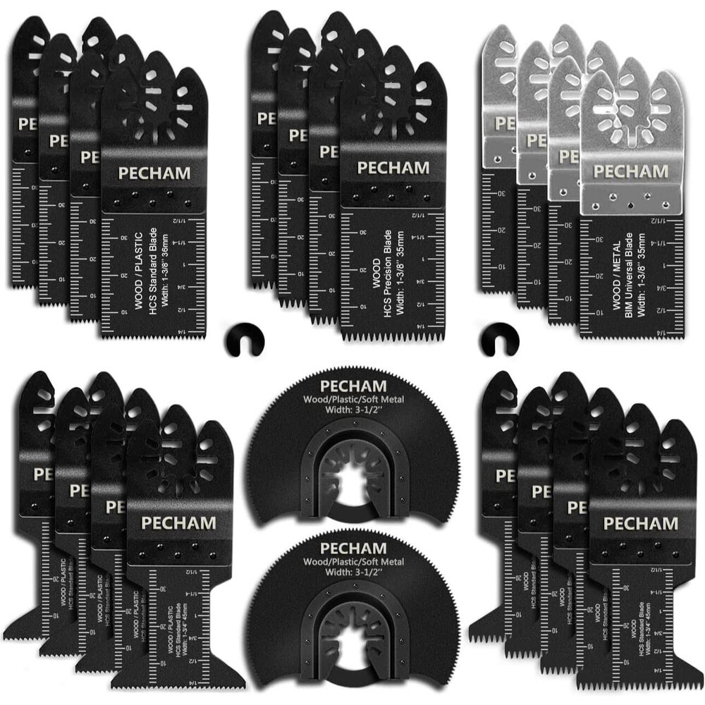 PECHAM 24PCS Universal Wood Metal Oscillating Multitool Quick Release Black